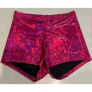 Pink Metallic Spandex Shorts - Size S